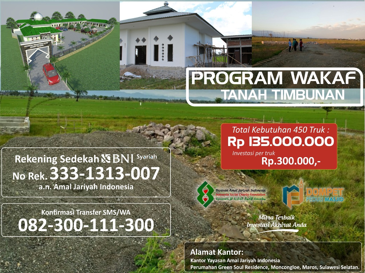 Galang Donasi Tanah Timbunan Untuk Pembangunan Pesantren